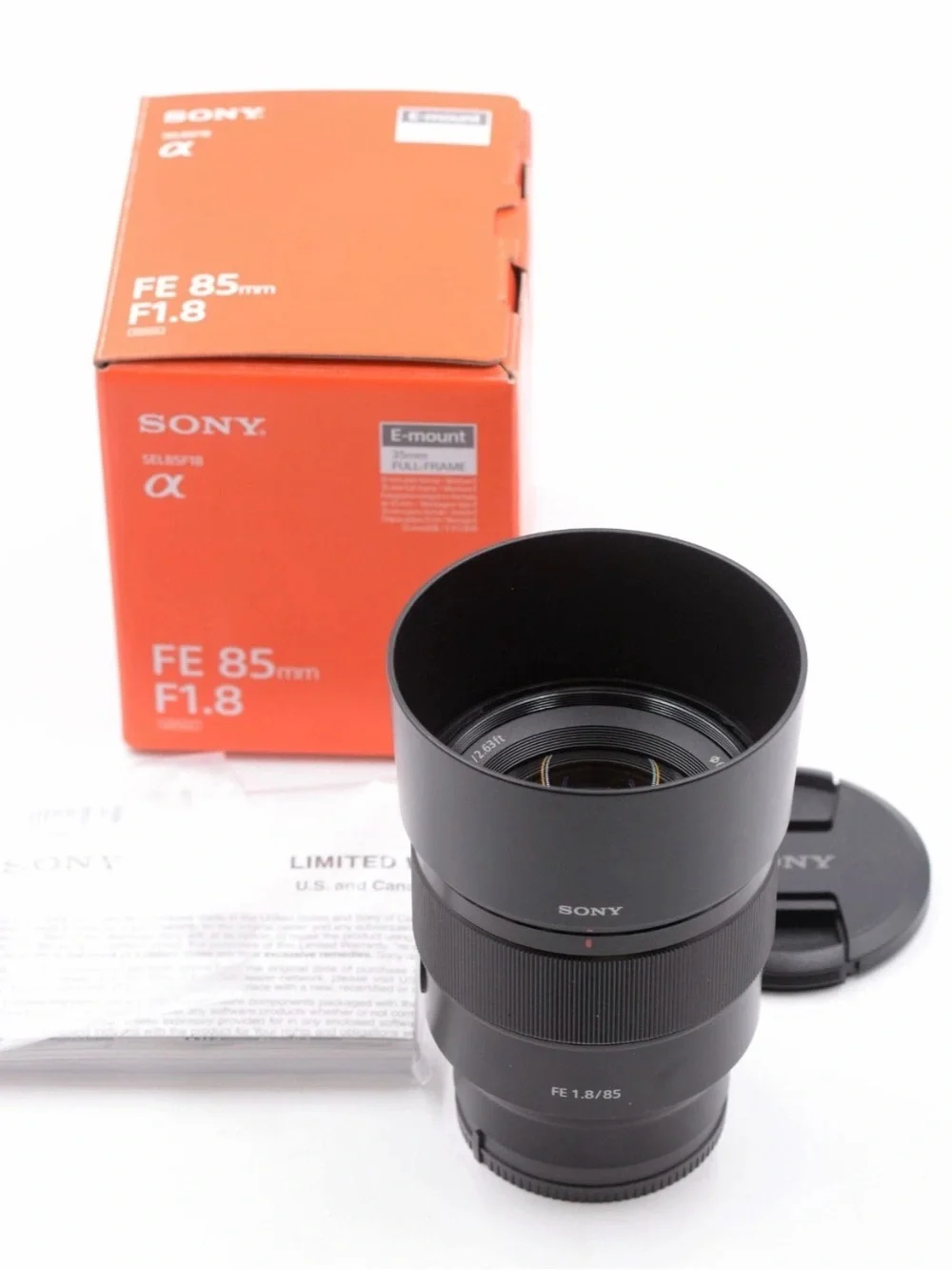 Sony FE 85mm f/1.8 E-Mount Prime Lens - Black with Orange Box